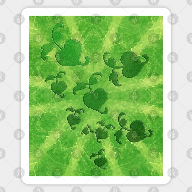 Abstract leaves on green kaleidoscope Sticker by hereswendy